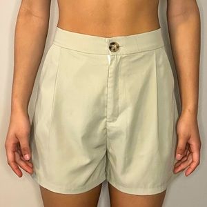 SAGE GREEN HIGH WAISTED MINI SHORTS